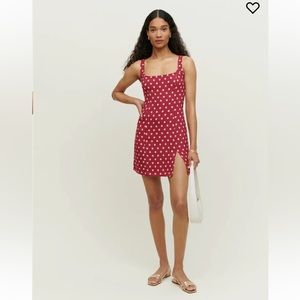 Reformation Noha dress in campari polkadot size 2